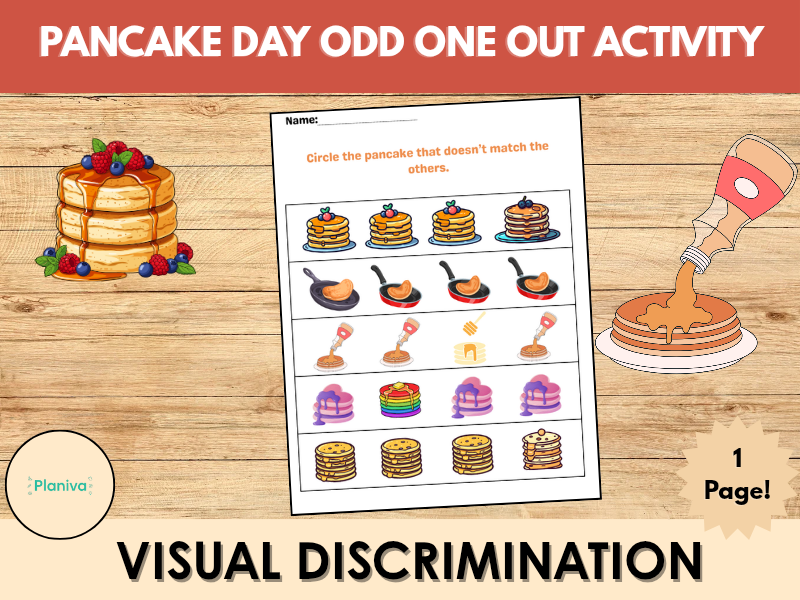 Pancake Day Odd One Out Activity | Visual Discrimination | Preschool Worksheet