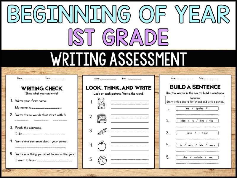 First Grade beginning of the year Writing assessment | No prep ELA activities