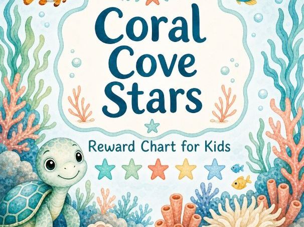 Coral Cove Stars | Reward Chart for Kids | Printable PDF | Digital Download