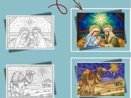 Nativity Scene Coloring Pages-Stained Glass