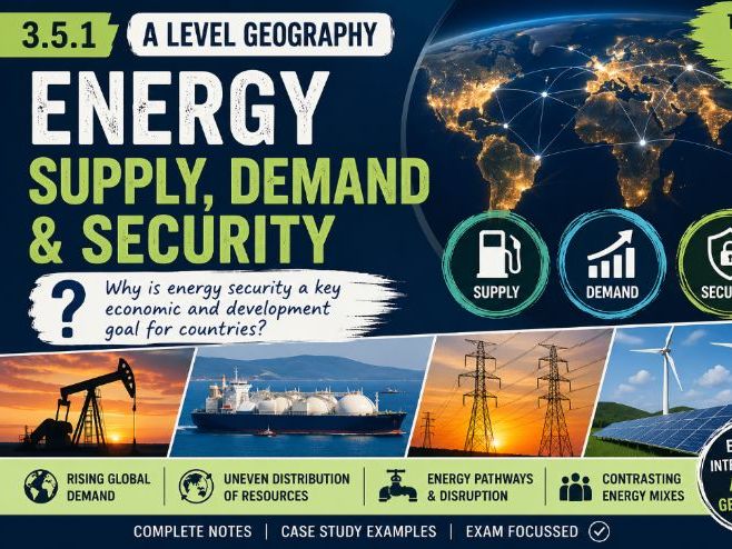 iAL Edexcel Geography - Topic B1 Energy Security - 3.5.1 Energy supply, demand and security
