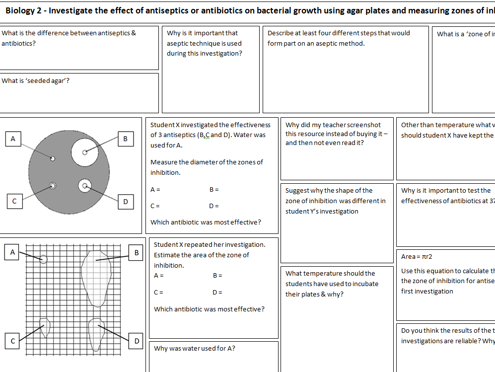 Required practical revision sheets for AQA GCSE Biology