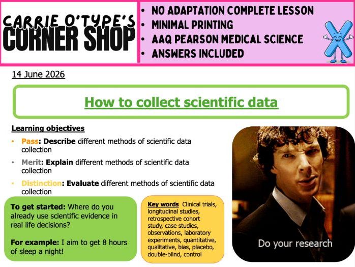 Methods of Data Collection - AAQ Pearson Medical Science | Teaching ...