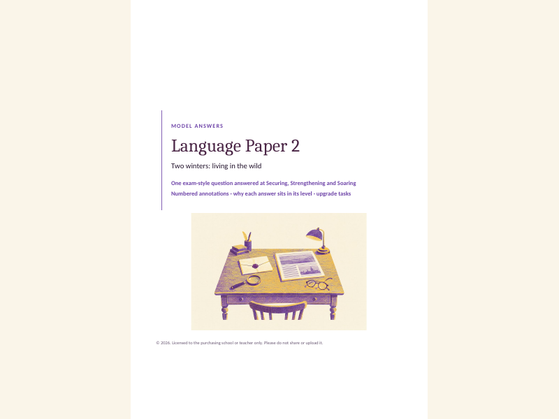 Language Paper 2 model answers at three levels: Question 4, comparison