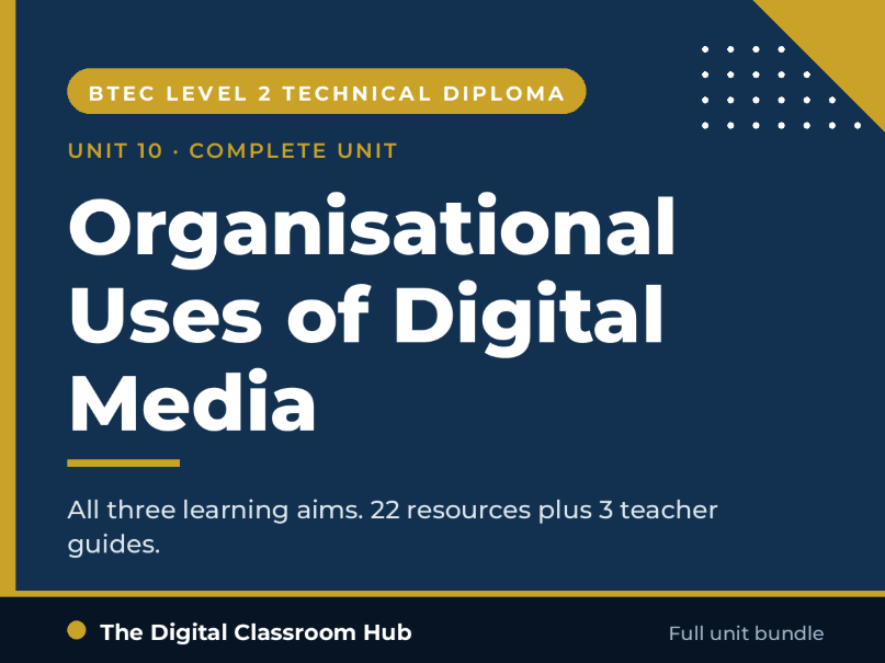 BTEC L2 Digital Technology Unit 10 FULL UNIT | Organisational Uses of Digital Media Systems