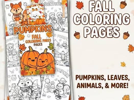 Fall Pumpkin Coloring pages | Cute Autumn Coloring Pages for PreK- 3rd