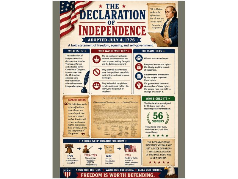 Declaration of Independence, U.S. Constitution & Bill of Rights 3 Poster Set