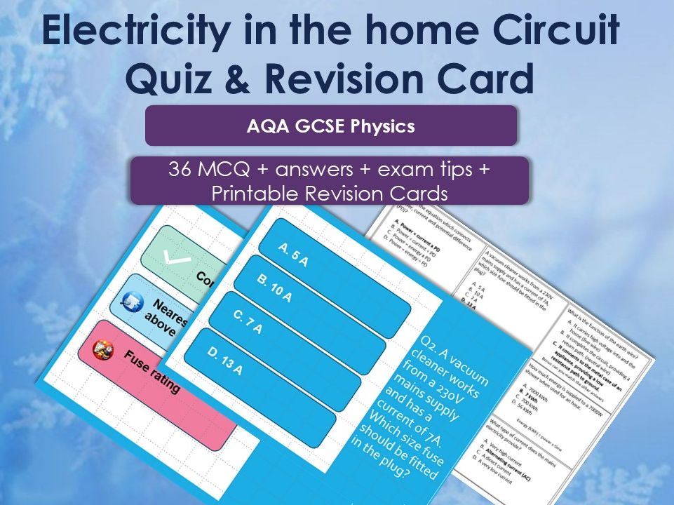 AQA GCSE Physics Electricity in the Home Revision Bundle | Quiz + Printable Question Cards
