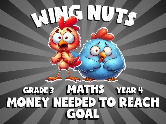 Money Needed to Reach Goal WING NUTS Maths Game | No-Prep Year 4 Review Activity