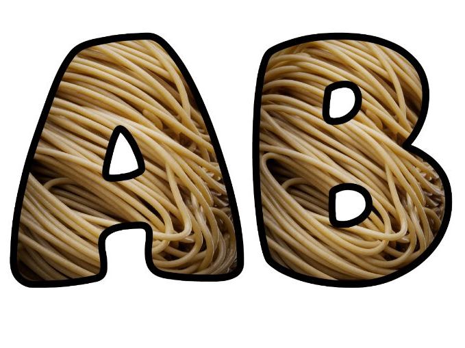 Spaghetti Pasta Italian Classroom Display | Lettering Set | Upper & Lowercase, 0-9 and Signs
