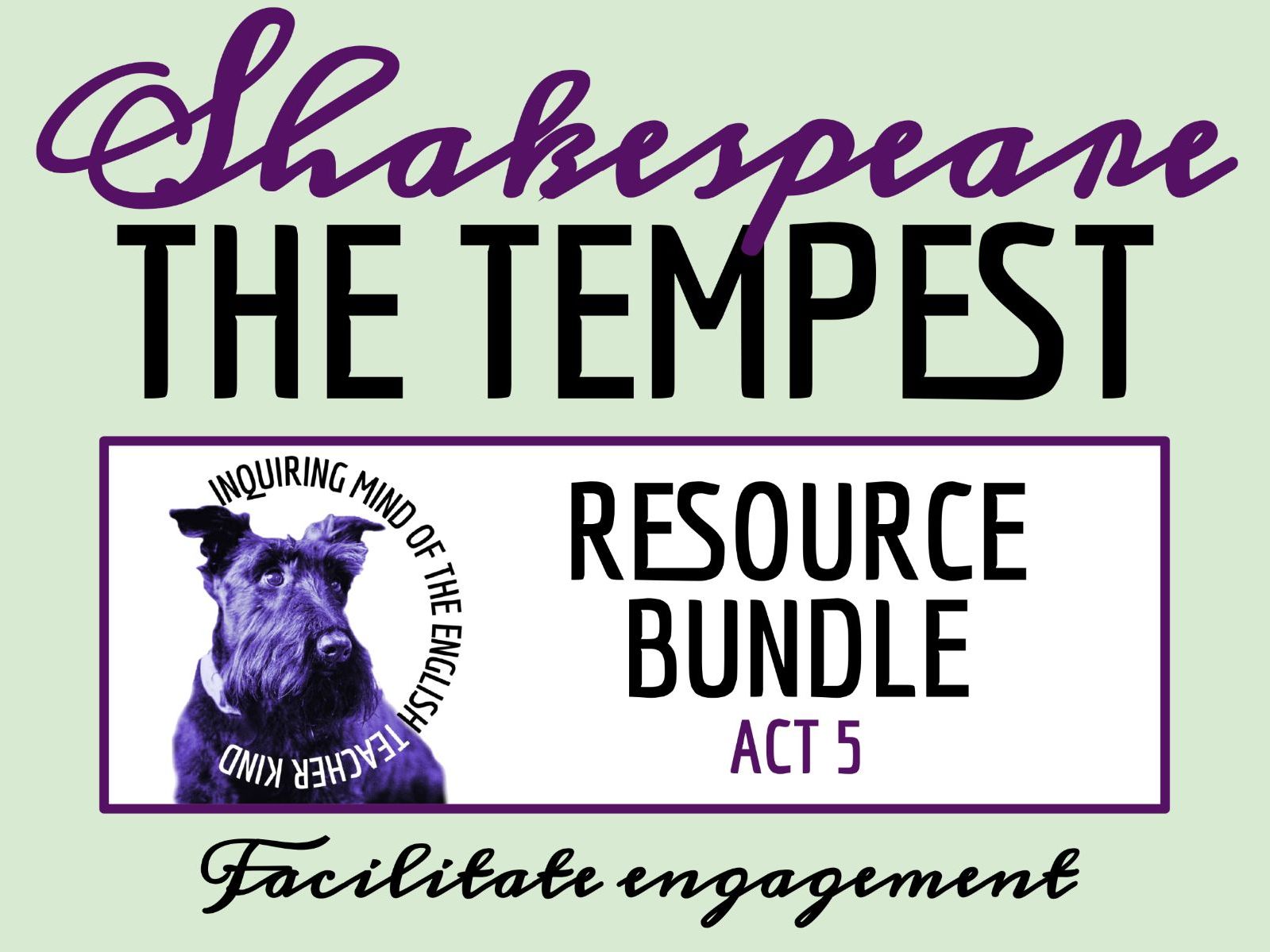 The Tempest Act 5 Quiz, Close Reading Worksheet, and Vocabulary Games Bundle