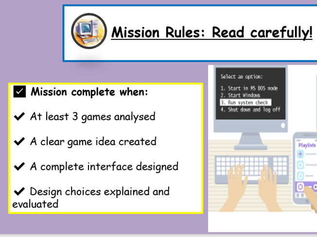 KS3 Computing Cover Lesson – Game Design & Interface Challenge (No Prep, Teams-Ready)