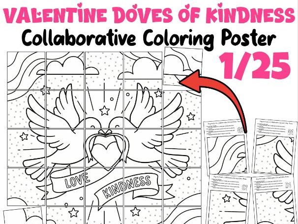 Valentine Doves of Kindness – Collaborative Coloring Poster for the Classroom