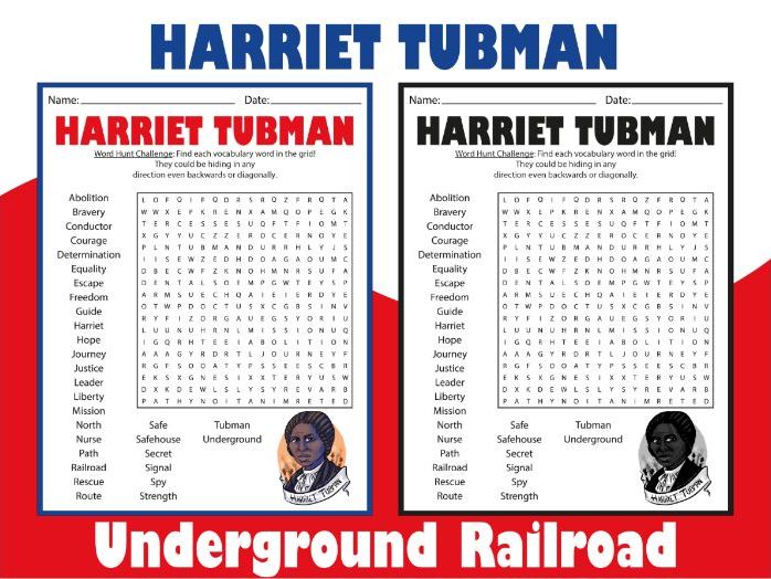 Harriet Tubman Word Search | Black History Month Activity | Underground Railroad