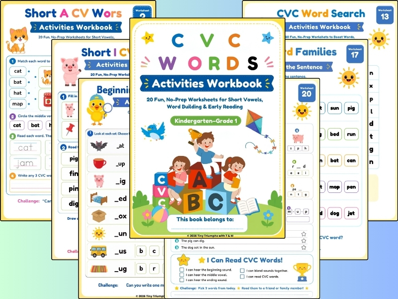 CVC Words Activities Workbook | Kindergarten–Grade 1