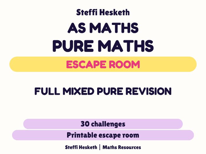AS Level Pure Maths Escape Room | Full Mixed Revision | 30 Challenges