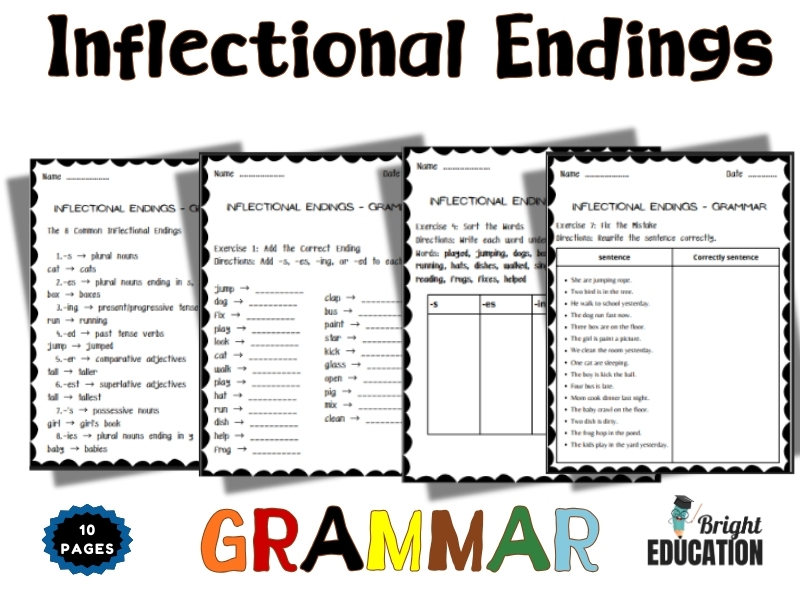 Inflectional Endings Grammar Activity