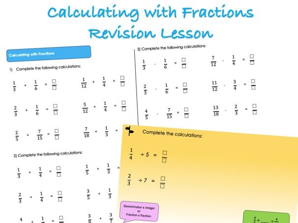 Calculating with Fractions Revision Lesson