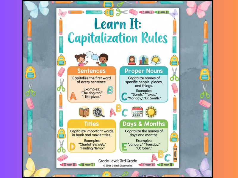 Grammar Made Easy Curriculum Unit 4 Capitalization – 3rd Grade Grammar Lesson with Worksheets