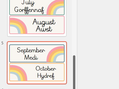 Months of the year / days of the week - Welsh and English Classroom display (pastel)