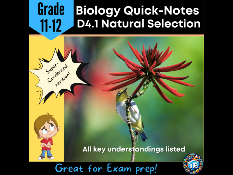 IB DP Biology D4.1 Natural Selection - Condensed Topic Notes 2026