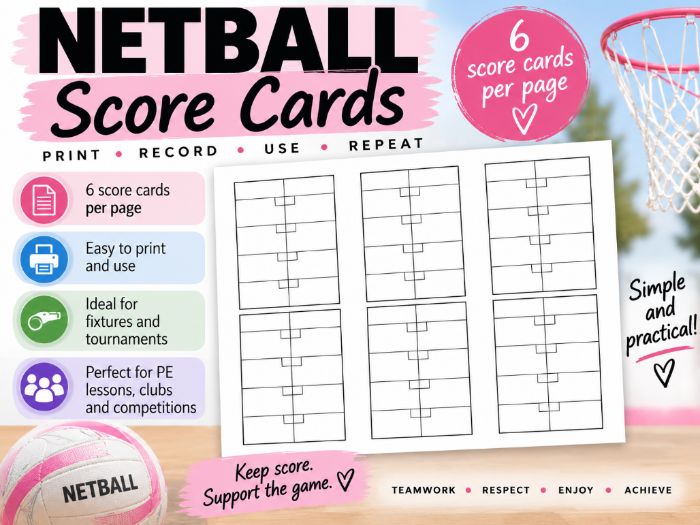 Netball Score Card Template