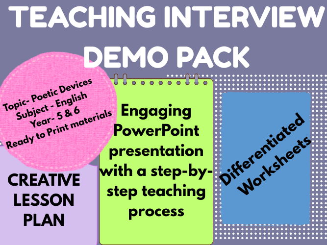 Teaching Interview Demo Pack| Poetic Devices| Year 6 How to prepare for a demo lesson?