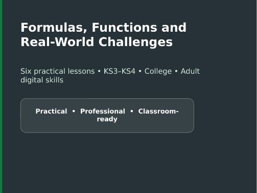 Microsoft Excel Skills Masterclass KS3-KS4