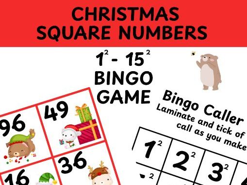 Squared numbers bingo 1-15 squared