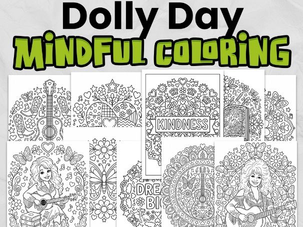 Dolly Parton Day Mindful Colouring Pages | Music & Women's History Activities