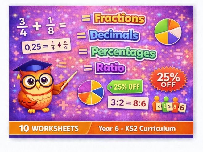 Year 6 Maths Worksheets – Fractions, Decimals, Percentages and Ratio (Lessons 21–30) | KS2 National