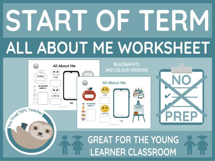 ESL Young Learner All About Me Worksheet