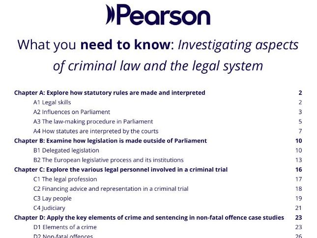 BTEC Applied Law unit 2 knowledge organiser