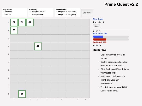 Prime Quest: Memory Game