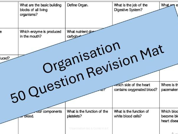 4.2 Organisation GCSE Q&A Worksheet Biology 8461 & Trilogy 8464