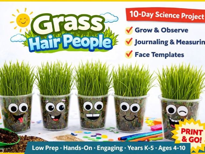 Grass Hair People Activity - 10 Day Science Project! Years K - 5