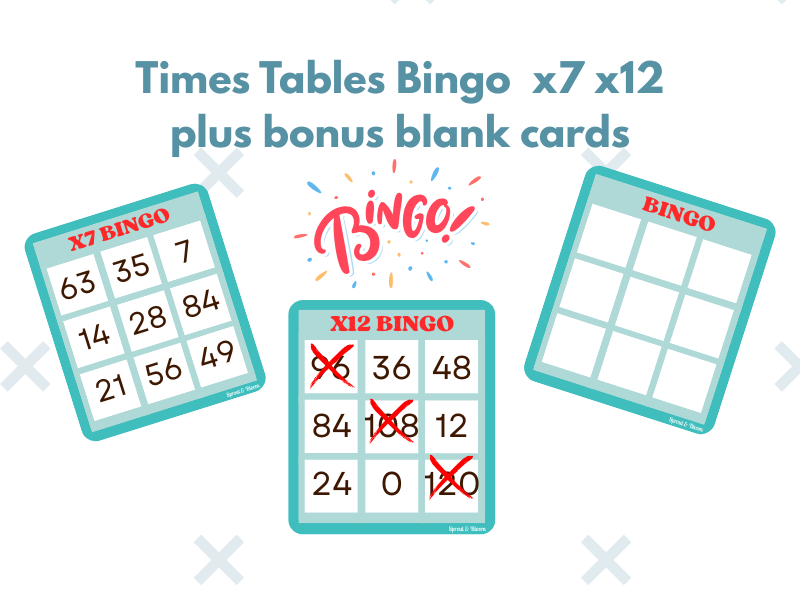 Times Tables Bingo - 7 & 12 Times Tables + Blanks (KS2 Maths)
