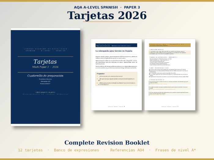 AQA A-Level Spanish · Paper 3 Tarjetas Revision Booklet