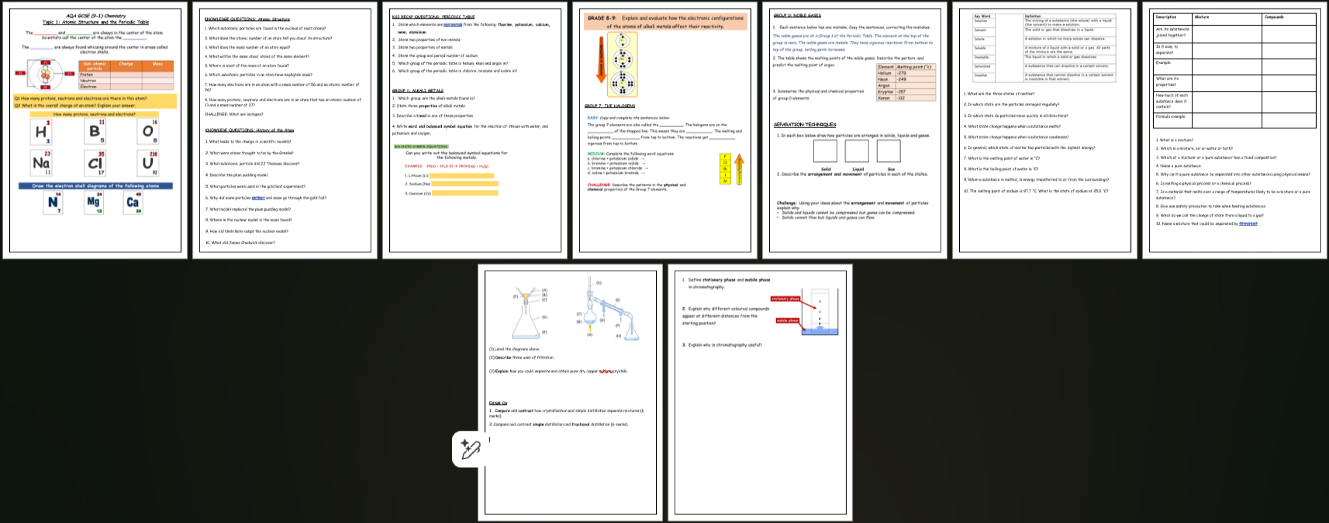 AQA GCSE (9-1) Chemistry Topic 1 Atomic Structure and the Periodic ...