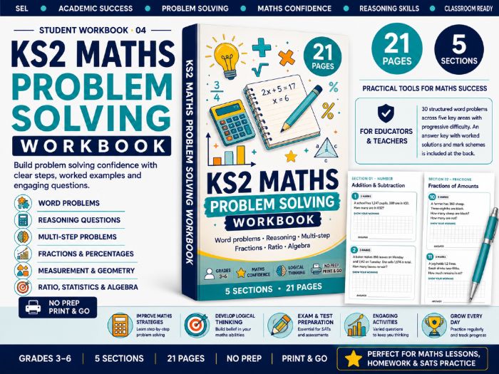 KS2 Maths Problem Solving Workbook | 30 Word Problems with Worked Answers
