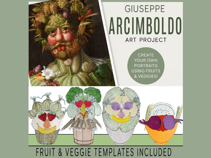 Arcimboldo Inspired Art Project with Fruit & Vegetable Portrait Templates