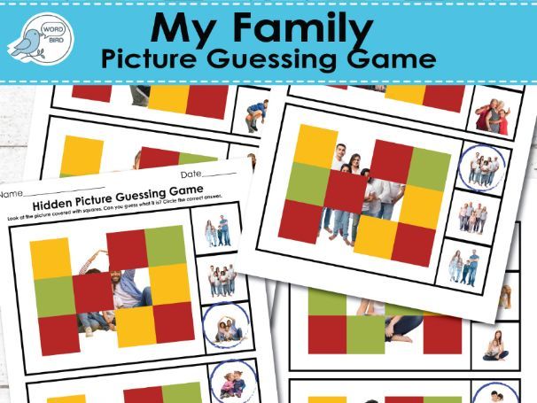 My Family Hidden Picture Guessing Game | 10 Pages | Preschool, ESL, Montessori