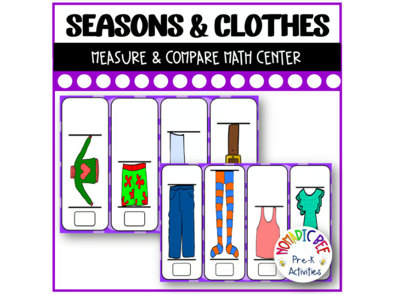 'Seasons and Clothes' Measure and Compare Math Center