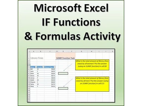 IF Functions and Formulas Activity for Microsoft Excel