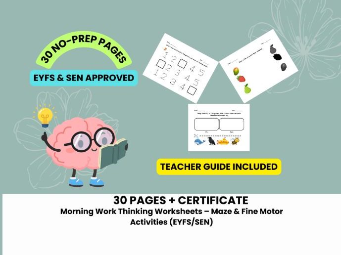 30 Days of Morning Work: Thinking Skills & Fine Motor Activities (EYFS/SEN)