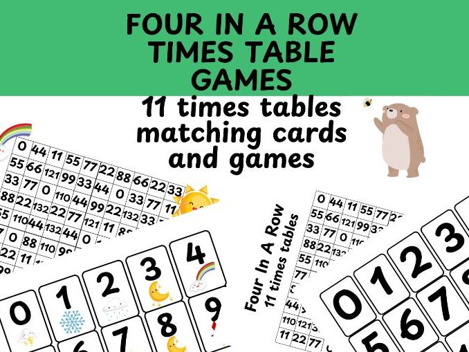 Four in a row multiplication game 11 times table