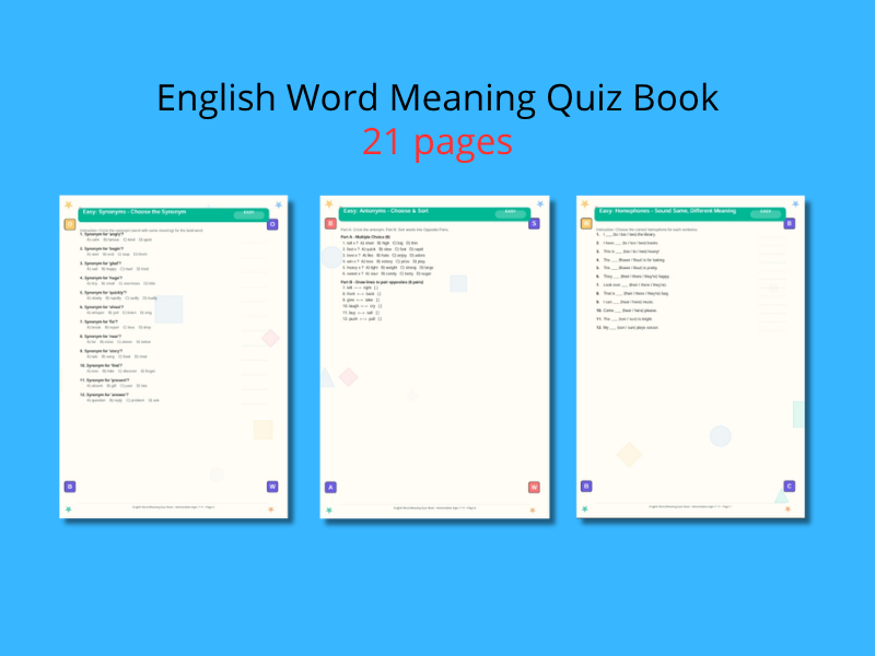 English Word Meaning Quiz Book