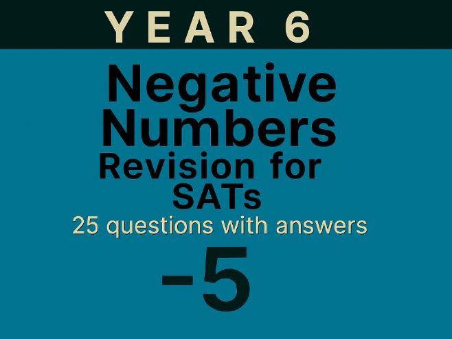 Year 6 Maths Revision for SATs: Negative Numbers | 25 Questions with Answers