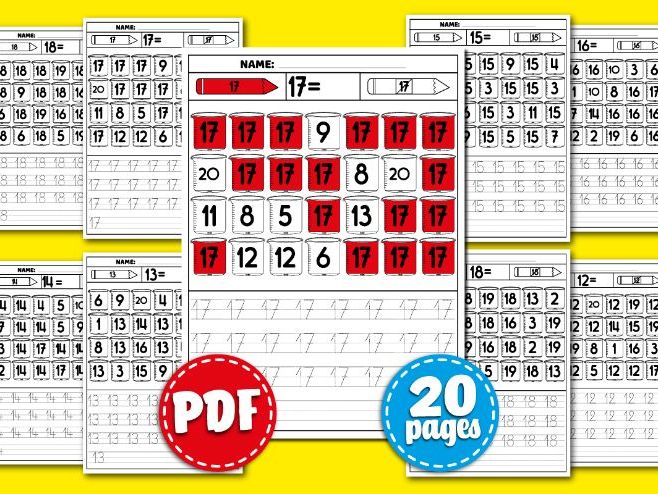 Back to School | Numbers Writing Practice 1-20 | Tracing Worksheets | Number Recognition activities