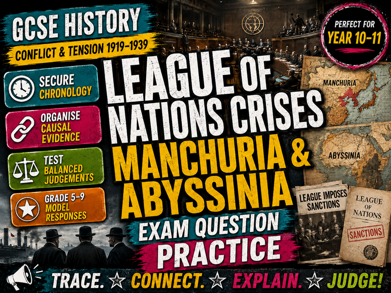 GCSE History Conflict and Tension League of Nations Exam Practice - Manchuria and Abyssinia